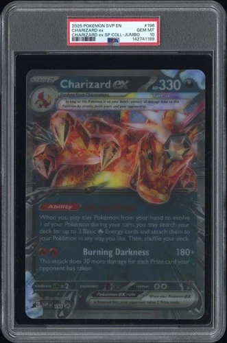 2025 POKEMON SVP EN-SV BLACK STAR PROMO JUMBO #196 CHARIZARD EX PSA 10