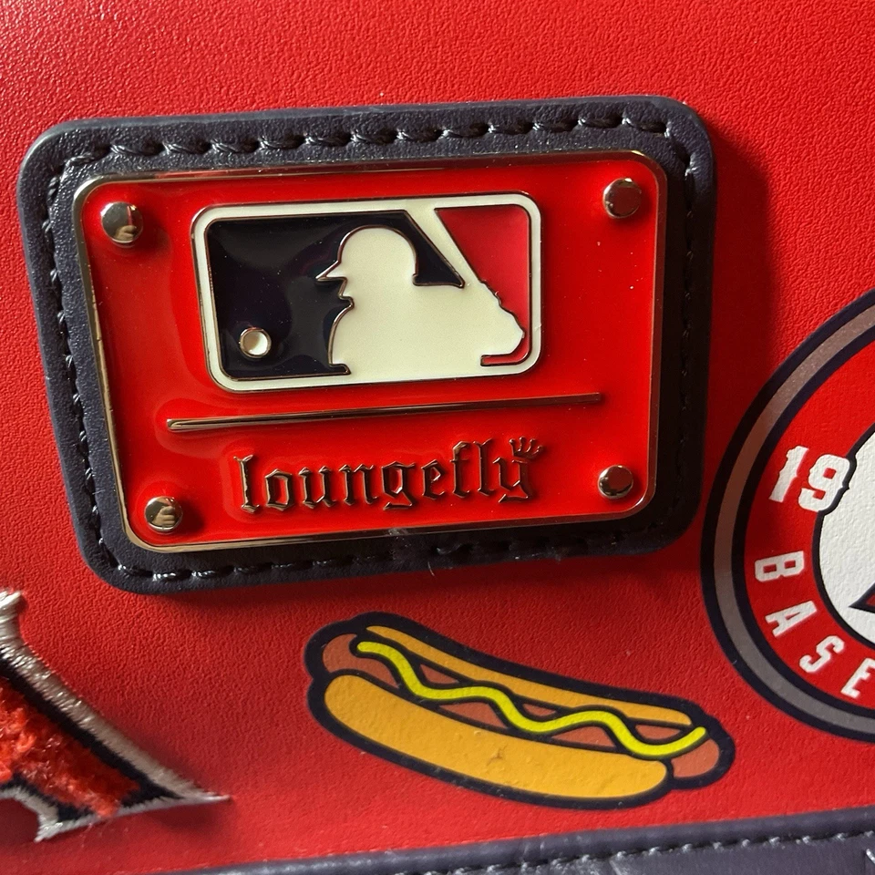 LOUNGEFLY MLB LOS ANGELES ANGELS PATCHES MINI BACKPACK 10x9x5 VERY NICE. - Image 4 of 4