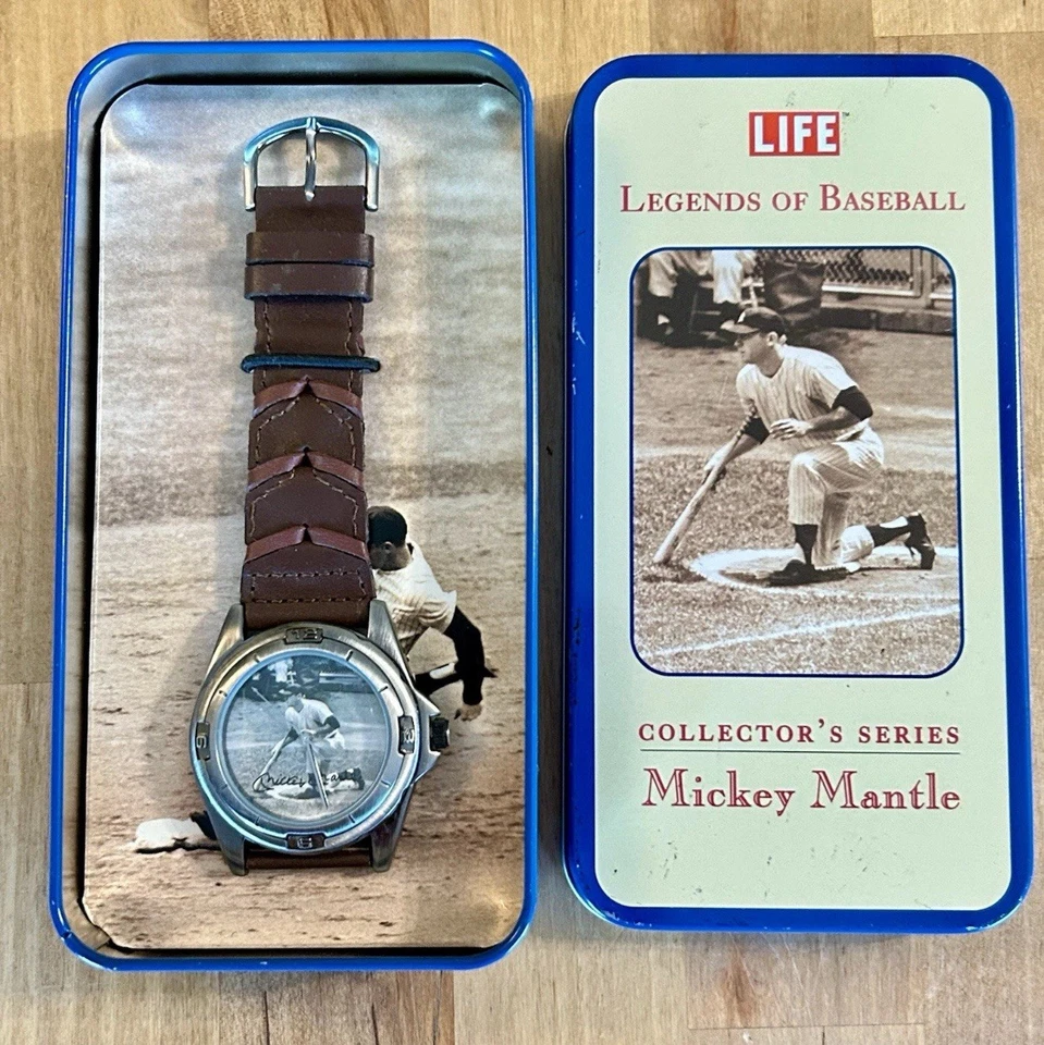 RELOJ PULSERA VINTAGE LIFE MAGAZINE Serie Coleccionista MICKEY MANTLE Leyendas del Béisbol Foto 2 de 4