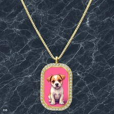Gorgeous Cute Dog Puppy Pendant Necklace Graphic Design Delicate Gold Tone Cool