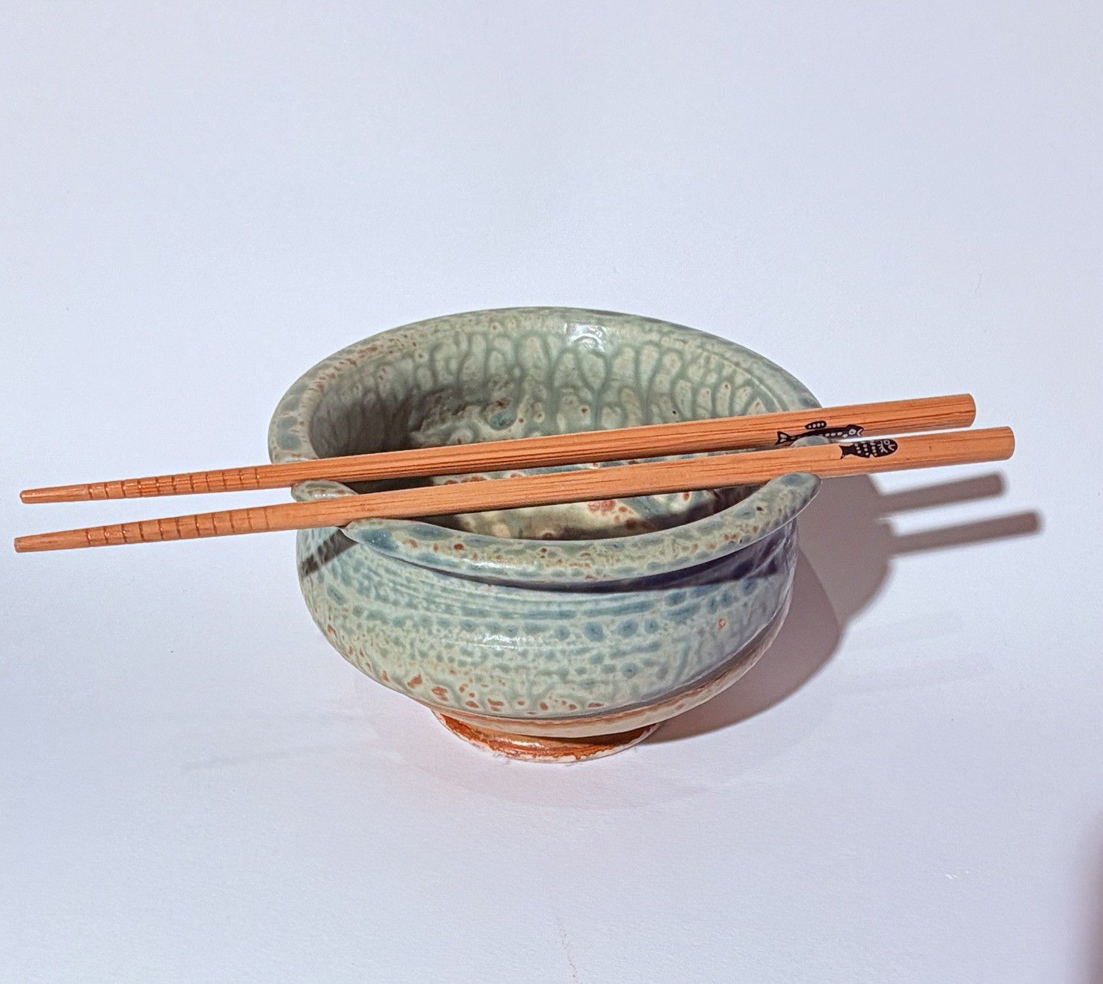 Rice|Noodle Bowl with Chopstick Rest Handmade  Sweetland Pottery