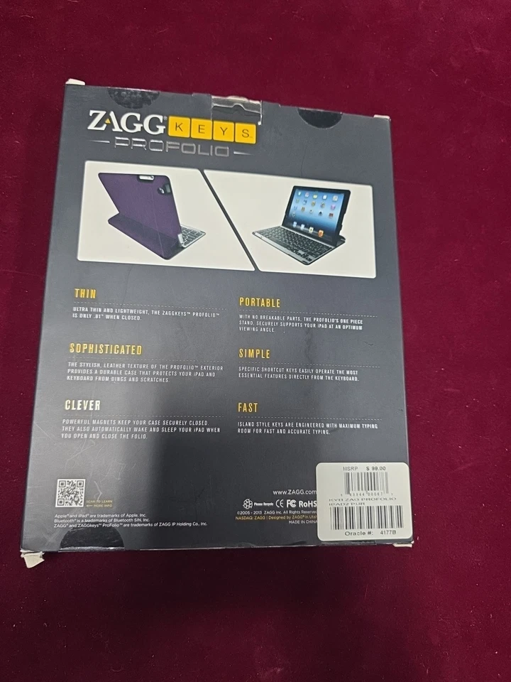 Portafolio de teclas Zagg - Protector iPad con teclado - Púrpura Foto 2 de 2