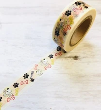 Dog Puppy Paw Bones Washi Tape Papercraft Planner Supply Journal Party DIY Craft