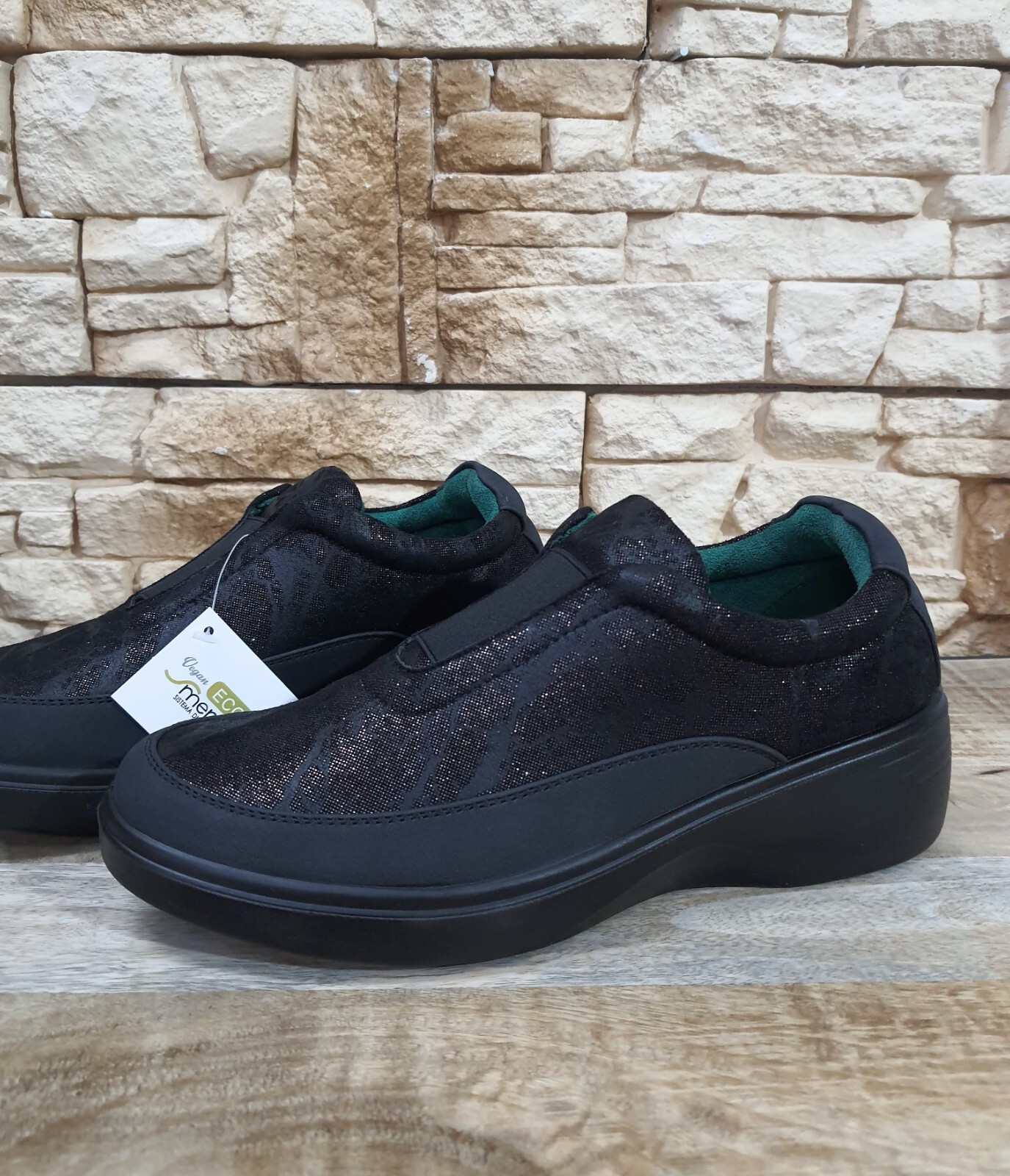 Zapatillas Mujer Confort Zapatos ECO BIO VEGAN X2 Negro Plantilla Soft Extraíble