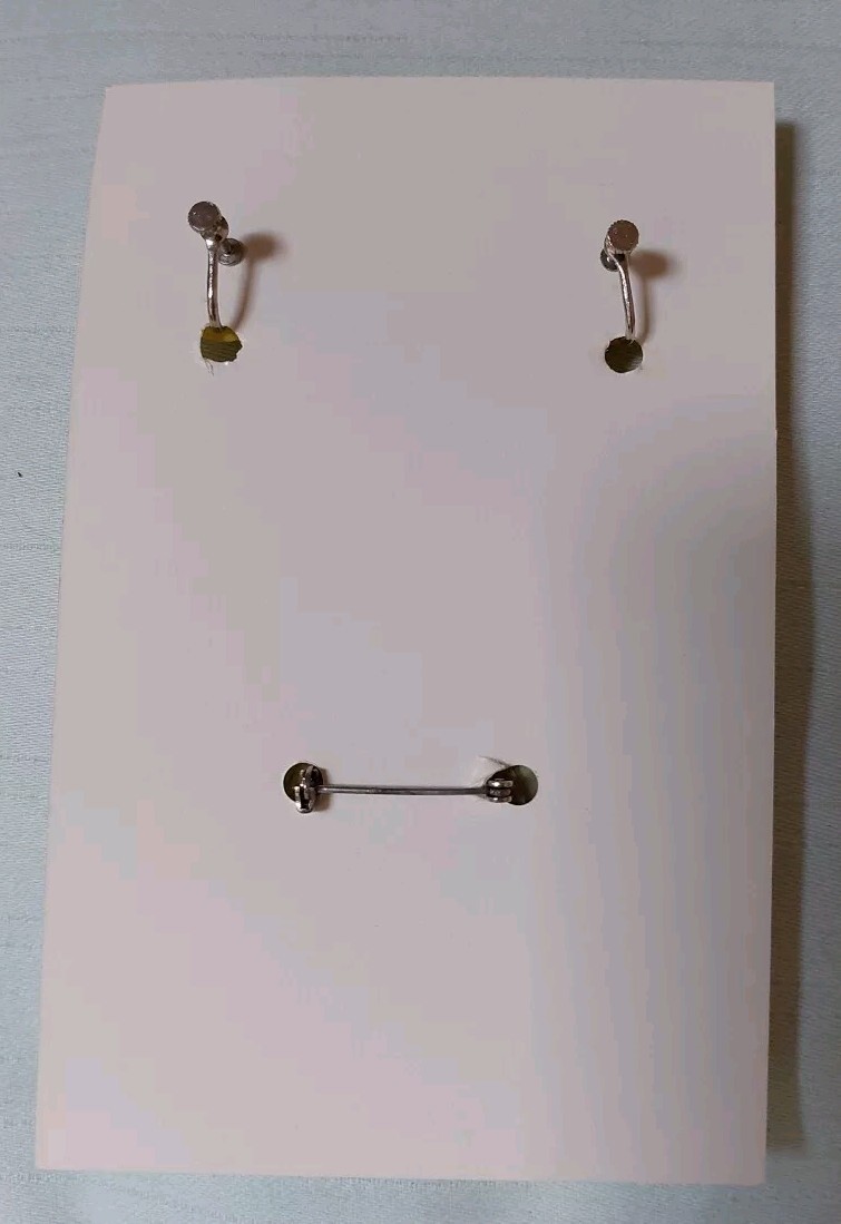 Vtg Florida Handmade Creations Seashell Pansy Pin & Screw-back Earrings