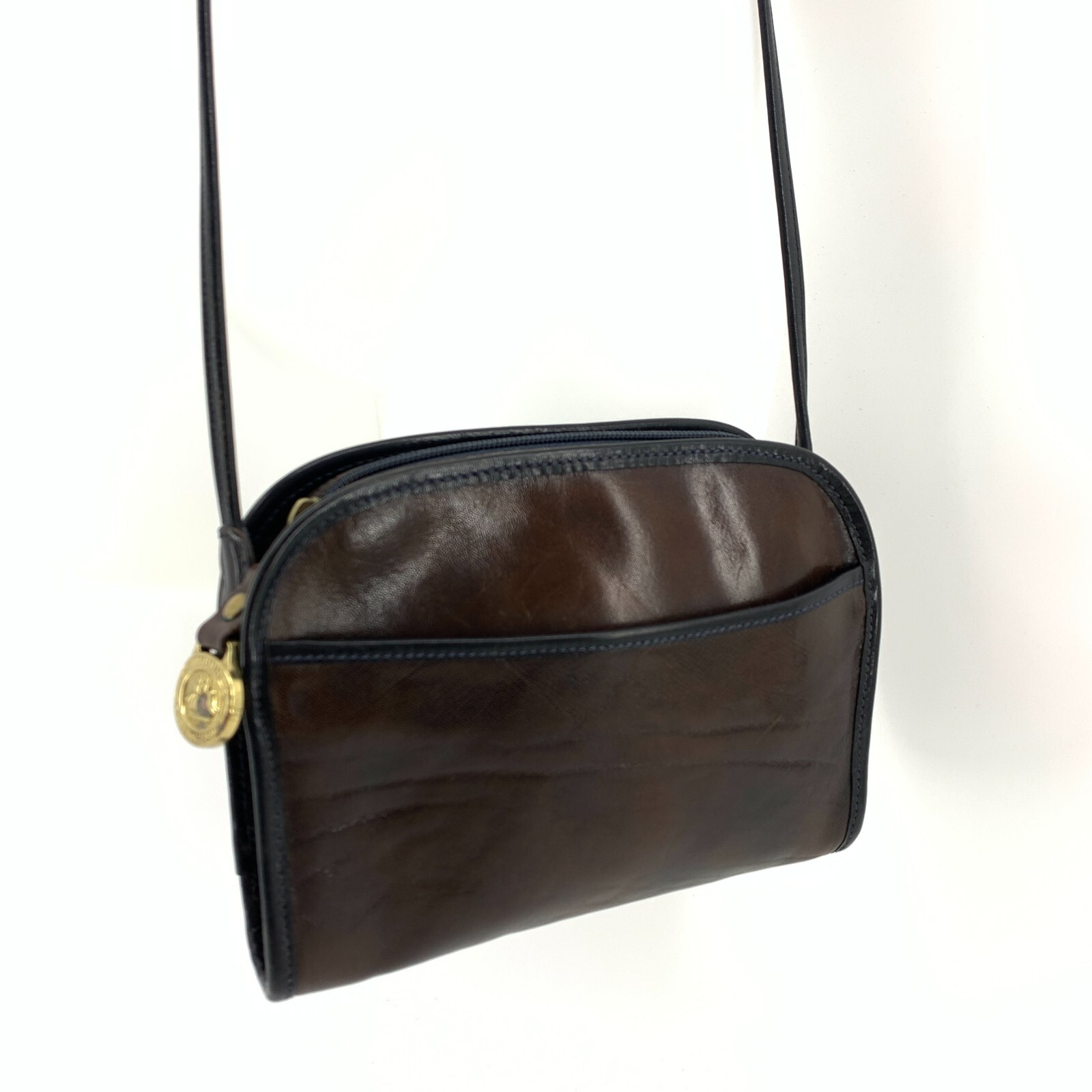 Brahmin Small Brown Leather Structured Crossbody Bag … Gem