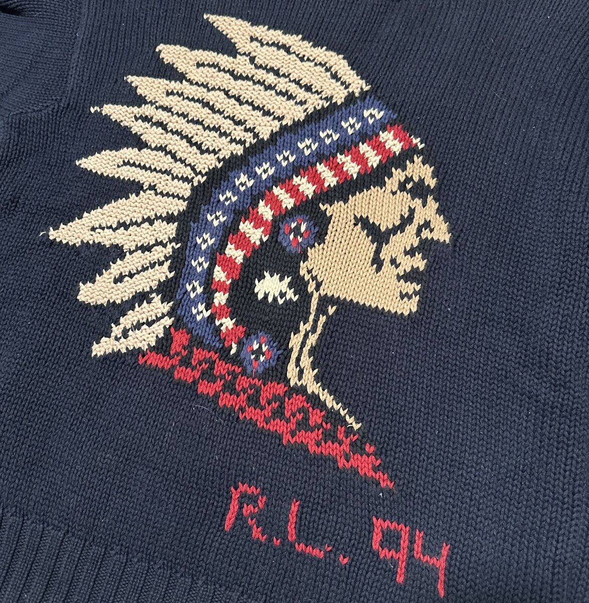 Vintage Ralph Lauren Polo 1994 Indian Head Knit Sweater M Vintage Ralph Lauren Polo 1994 Indian Head Knit Sweater M