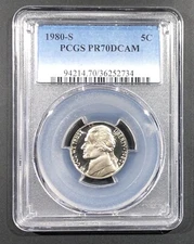 1980-S Proof Jefferson Nickel PCGS PR-70 DCAM, Buy 3 Items, Get $5 Off!!