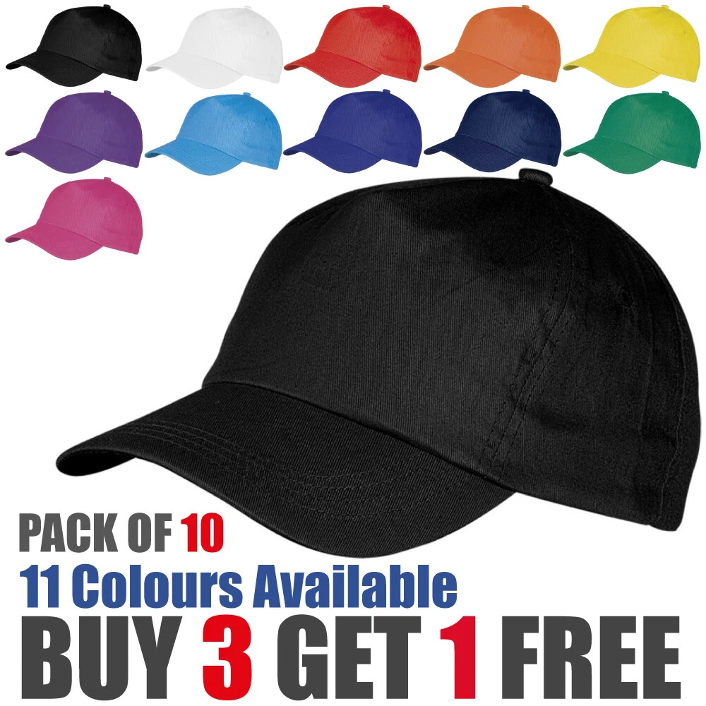 10 PACK 100% Cotton Baseball Caps 5 Panel Adjustable Sports Cap Hat BULK LOT
Opens in a new window o