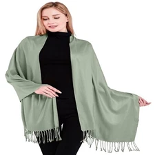 CJ Apparel Grey Green Solid Color Shawl Seconds Scarf Stole Wrap Pashmina *NEW*