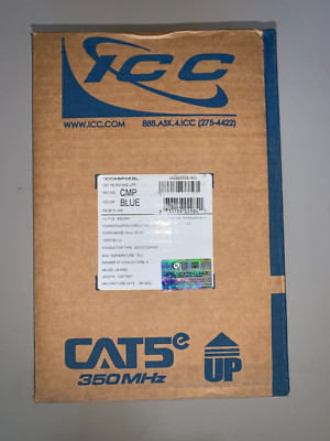 LOT OF 2 BOXES NEW ICC CAT5E CMP PLENUM CABLE, BLUE ***NEW PRICE***