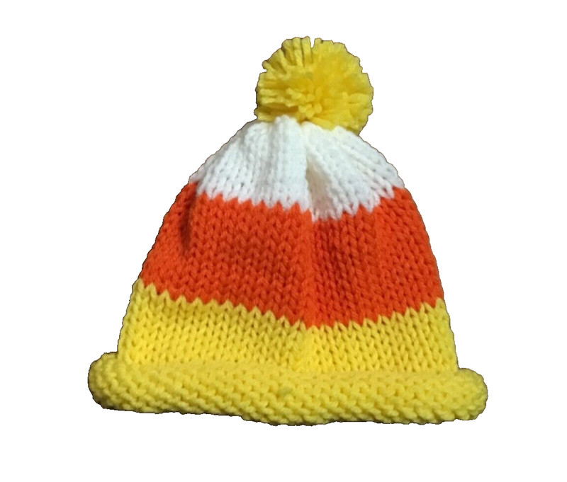 Handmade Candy Corn Halloween Fall Hat Beanie Knit costume Small Medium Kids