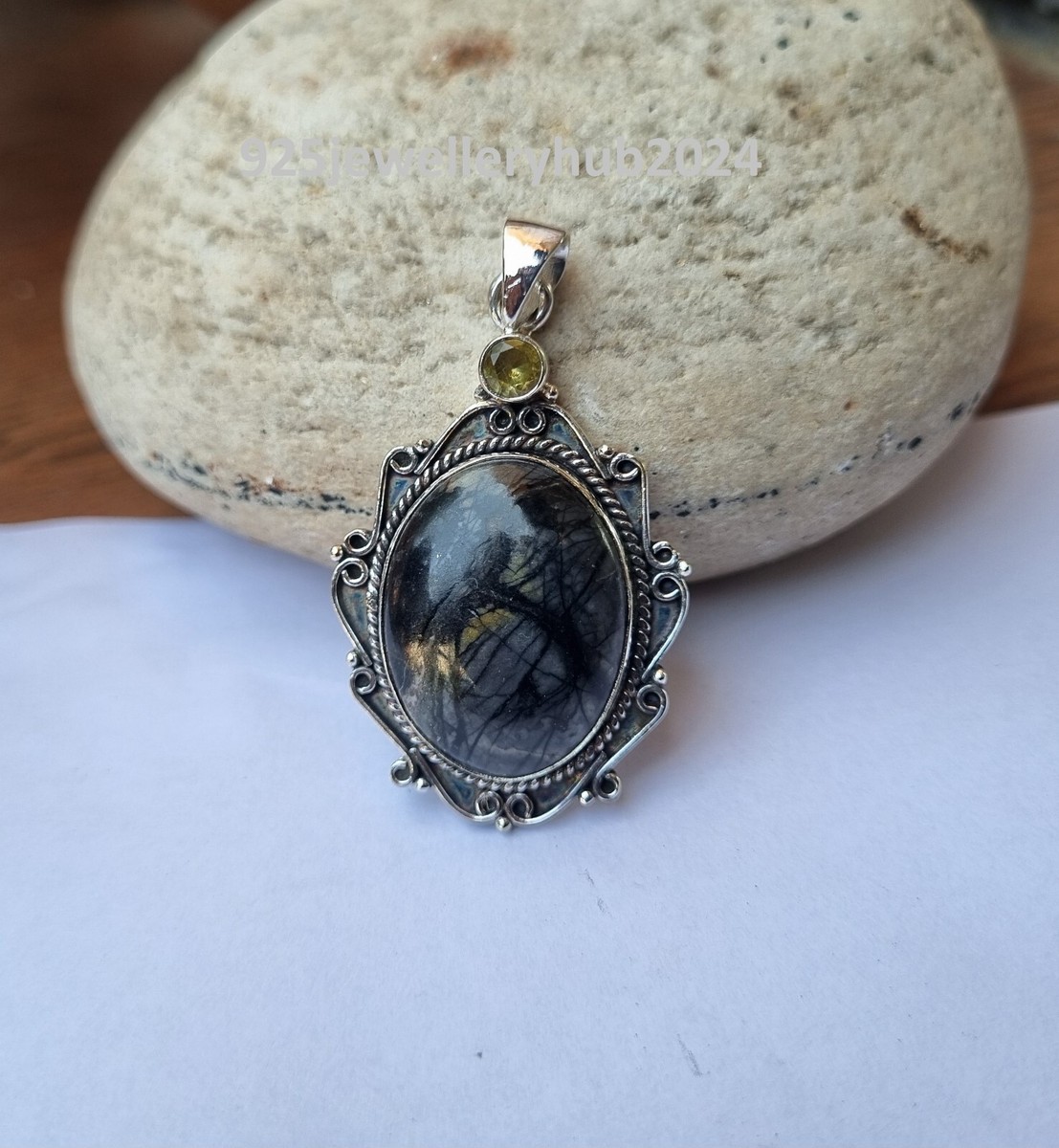 Amazing Black Rutile Gemstone 925 Sterling Silver Handmade Gift