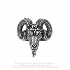 ALCHIMIE GOTHIQUE - BAGUE BAPHOMET - TÊTE DE CHÈVRE PENTAGRAMME PAÏEN