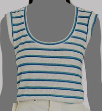 168 Veronica Beard Women's White Striped Arion Stripe Linen Tank Top Size L