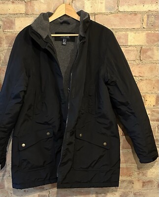 LANDS END Utility Parka abnehmbare Kapuze gefüttert Mantel Jacke strapazierfähig Gr. L