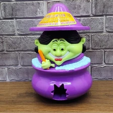Holiday Halloween Candy Dispenser Witch 9" Cauldron Pot Decoration Cool Gear