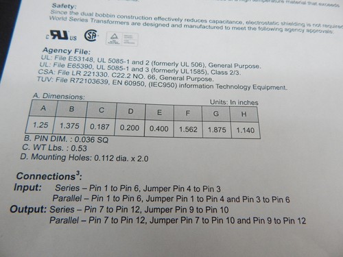 TRIAD VPP36-280 230/115VAC AUF 36V CT 0,28A, 18 V 0,56A 10VA PC HALTERUNG TRANSFORMATOR - Bild 7 von 7