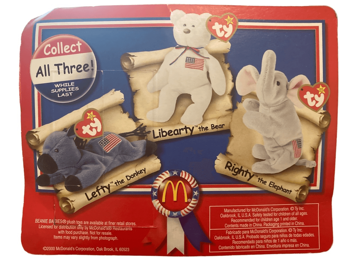 1996 Mc Donald's Liberty The Bear Mini Ty Beanie Baby Plush
