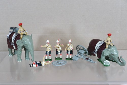 KINGCAST SOLDIERS BRITISH WAR in INDIA BLACK WATCH ELEPHANT GATLING GUN 1880 ob