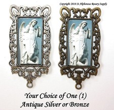 One MEGA Large Rosary Center | St. Michael Archangel |Choice of Silver/ Bronze