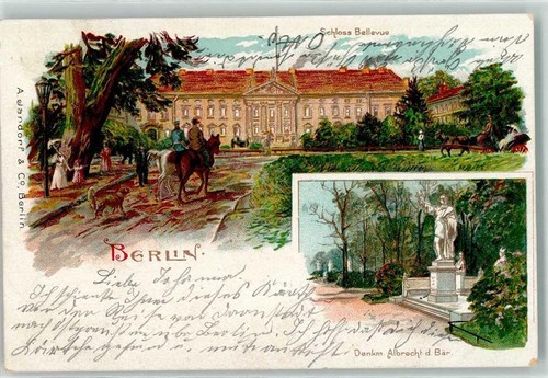 10617731 - 1000 Tiergarten Schloss Bellevue Denkmal Albrecht d. Baer 1903