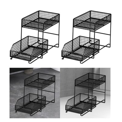 Unter Spüle Organizer Rack 2 Ebenen Schiebeschublade für Waschtisch Tablett Küche Zuhause
