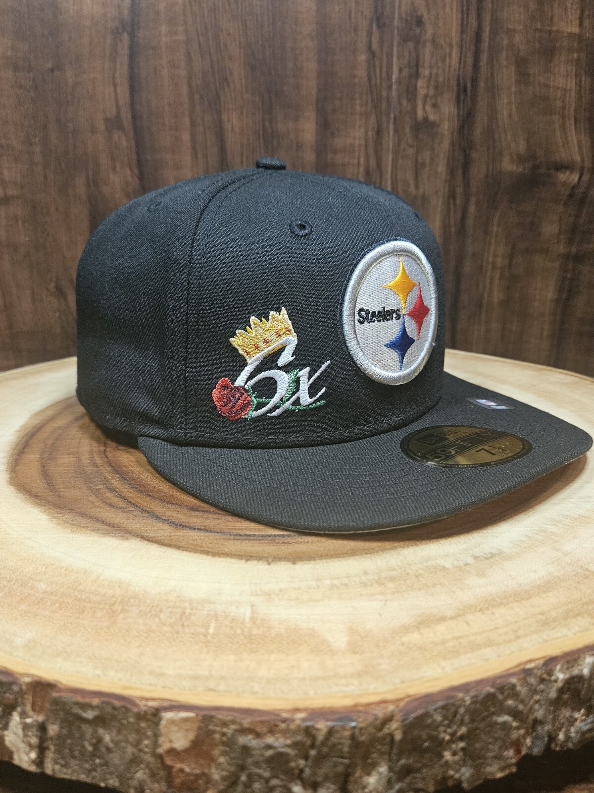 Pittsburgh Steelers 6X World Champs New Era 59Fifty Fitted Hat Cap Size 7 1/2
