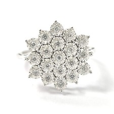 9ct White Gold Diamond Cluster Ring illusion Set Flower 0.20ct Hallmarked