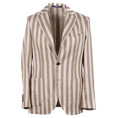 Drumohr Slim-Fit Cream and Brown Striped Cotton Sport Coat 40R (Eu 50) $900