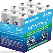 Panasonic Eneloop AAA NiMH Rechargeable 12 Pk batteries 2100 cycle Made in Japan