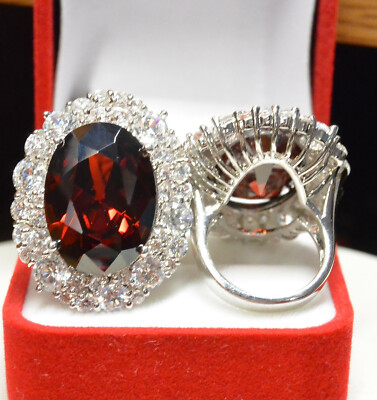 Bague Fleur Marquise Rubis Et Cz Plaqué Or 18K Taille 56 - Neuf Avec étiquettes Dolly-Bijoux