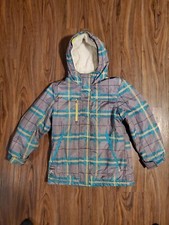 Girls Zero Xposur Winter Coat Jacket Sz 7/8 Faux Hood Gray, Turquoise Green