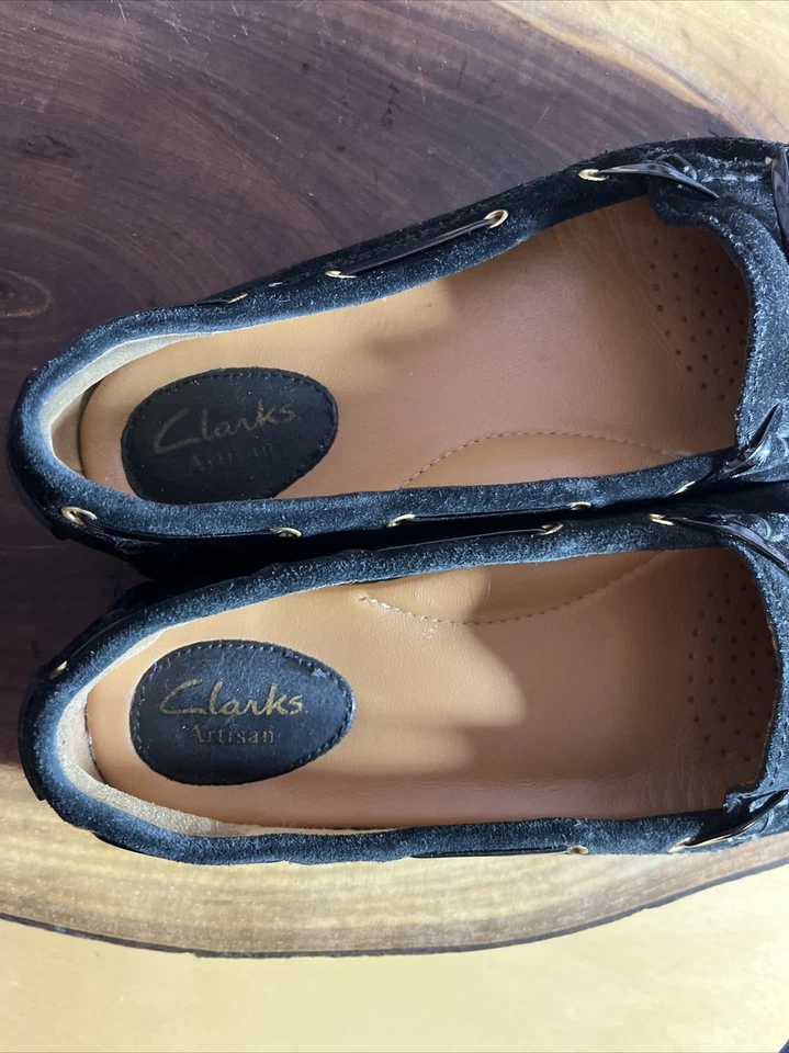 Clarks Mujer Mocasín Plano Dunbar Cruiser 66583 Negro Gamuza Talla 7M Foto 2 de 4