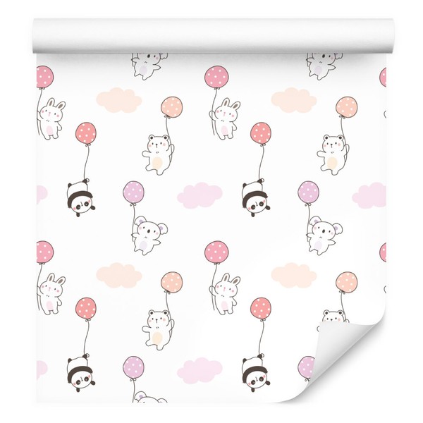 10M Vlies Tapete Kinderzimmer BäRen Hasen Pandas Ballons Wolken Himmel Xxl 2525-image