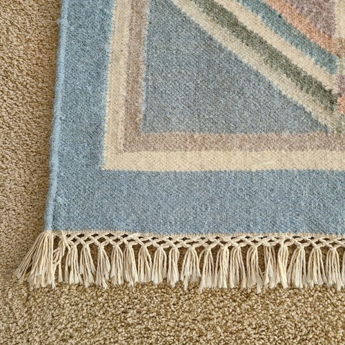 Tappeto kilim lana tessuto a mano design geometrico vintage 3' 1" x 5' 1" - Foto 2 di 7