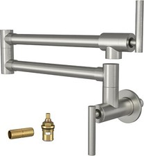 Pot Filler Faucet Brushed Nickel Finish Commercial Wall Mount Stove Kitchen F...