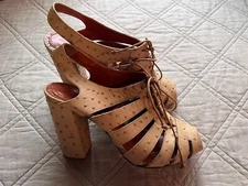 Charlotte Olympia Ostrich Peep Toe Heels Sz EUR 38