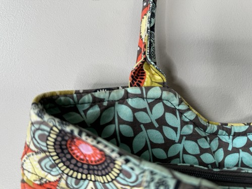 Vera Bradley Shoulder Bag Purse Retired Flower Shower Print Orange Brown Blue - Picture 7 of 10