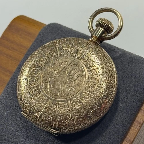 AMERICAN Waltham 1893 Antique Pocket watch 14k 6s 11j Hunter Case Filigree Runs