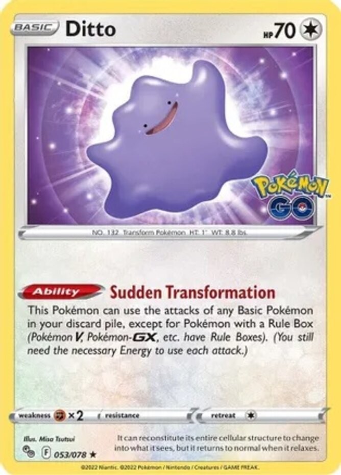 NM-Mint Ditto - 053/078 - Holo Rare Pokemon Pokemon GO