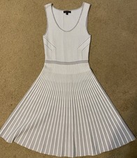 Banana Republic Dress Size XS Gray Striped Sweater Dress Sleeveless Fit & Flare