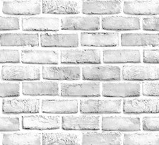 White Gray Brick Wallpaper Self-adhesive Contact Paper Peel and Stick Backsplash