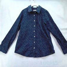 Women  s Orvis Long Sleeve Button Down Navy Wrinkle Resistant Blouse Shirt sz 10