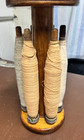 Antique Wooden Sewing Loom Spindle Bobbins w/ Thread & 8 Wooden Spools Holder — photo 2