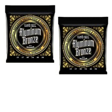 2 PACK Ernie Ball Aluminum Bronze Medium Acoustic Guitar Strings