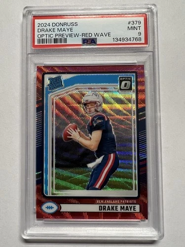 2024 Panini Donruss Drake Maye #379 Red Wave Optic Preview PSA 9 Rated Rookie RC