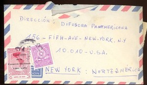 stamp-cover-Paraguay-Registered-overprinted stamp-1065