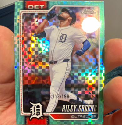 Topps 2025 Topps Chrome Riley Greene #34 Green Geometric Refractor /99