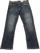 TK Axel Slim Boot Jeans Men’s W34 L32 Blue Distressed Faded Denim Casual